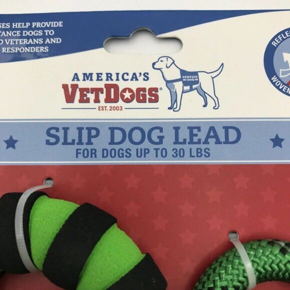 America’s Vet Dogs Slip Dog Lead Up To 30 Lbs Green/Black- NEW - Picture 4 of 6